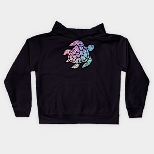 Rainbow Ombre Faux Glitter Turtle Kids Hoodie